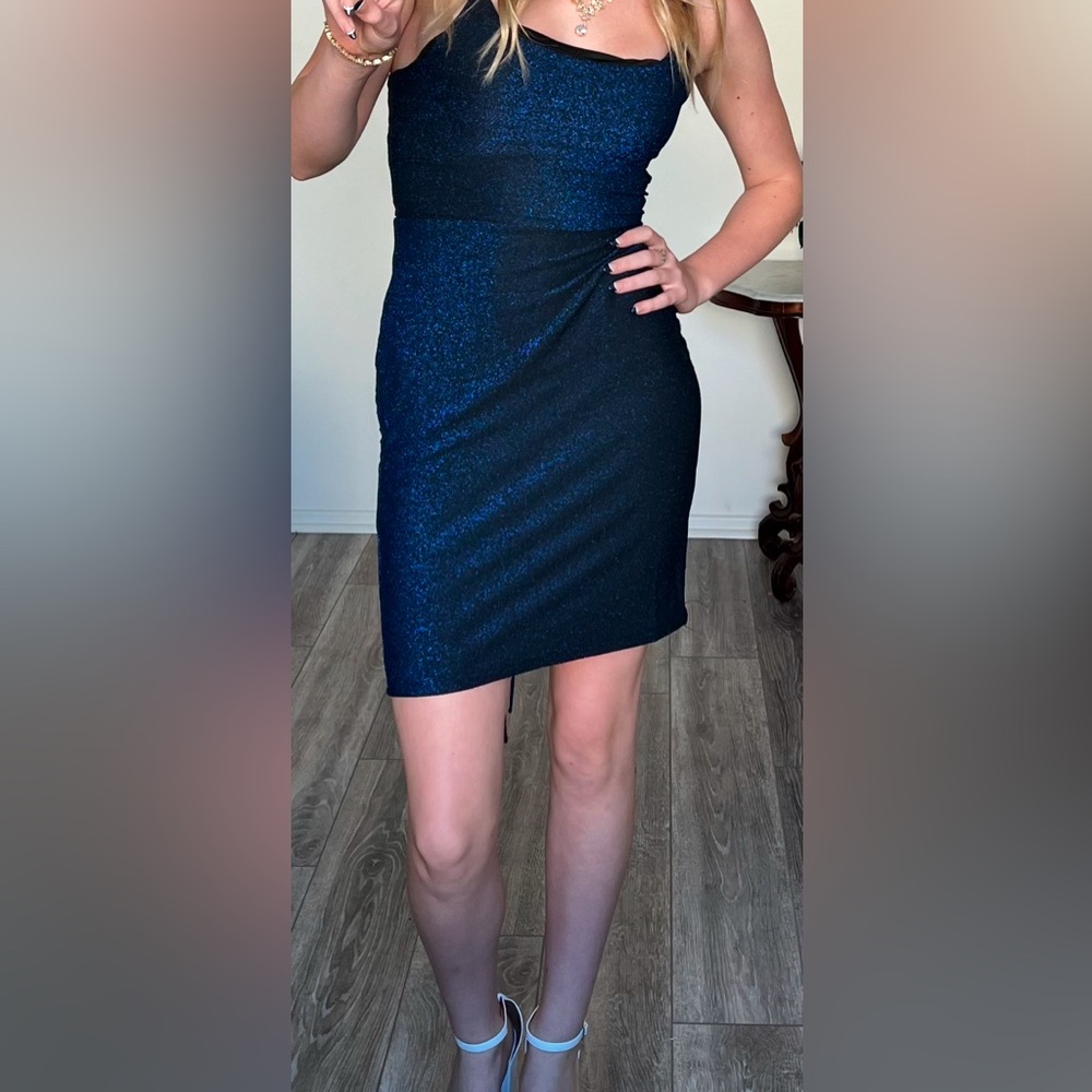 Women's Glitter Bodycon Minidress | Navy Blue | Size Small | EUC